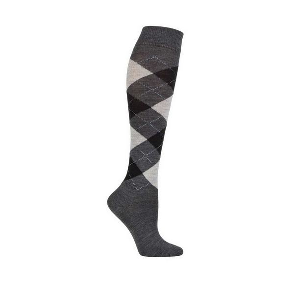 Ladies Burlington Marylebone Argyle Wool Knee High Socks Charcoal 36-41